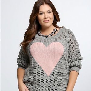 Torrid heart open stitch sweater